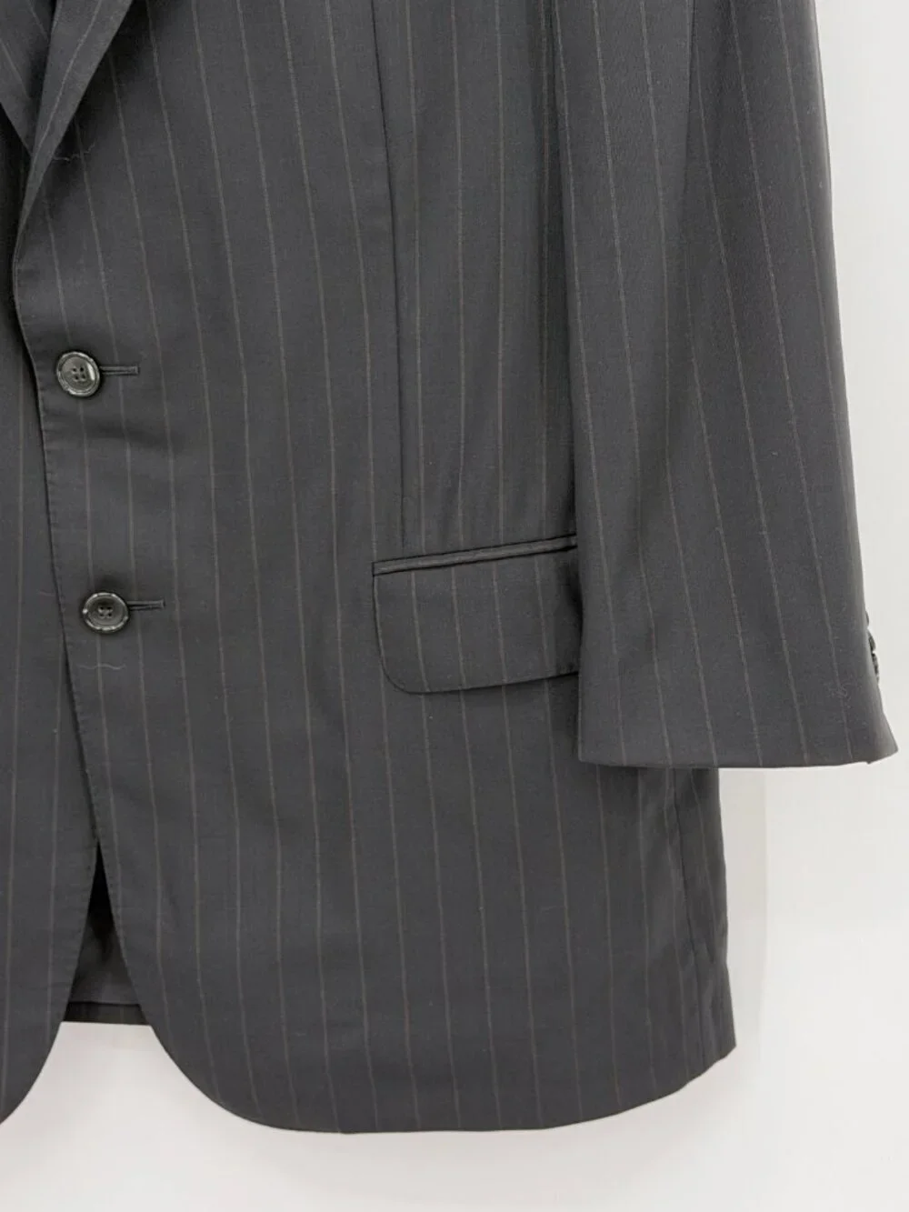 Ermenegildo Zegna Super 100s Wool Pinstripe Blazer Men’s Black Charcoal Jacket